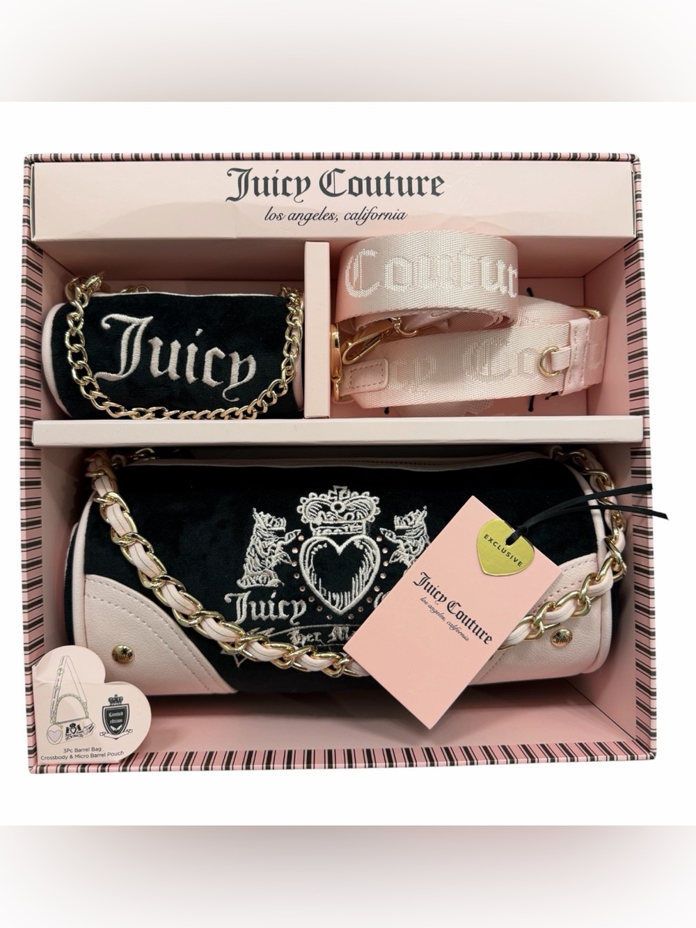 3 Juicy Couture Barrel Bag, Micro Pouch, Shoulder Strap